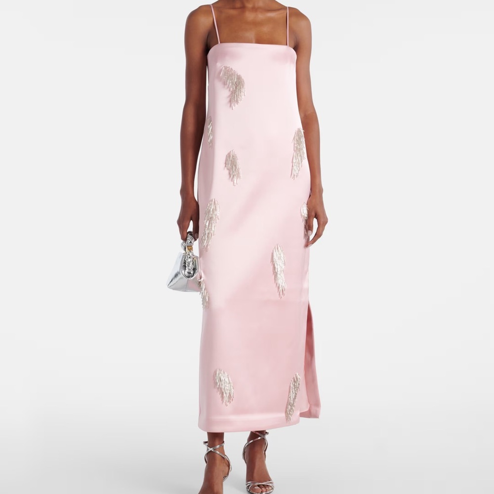 Alemais Cindy embellished satin slip dress